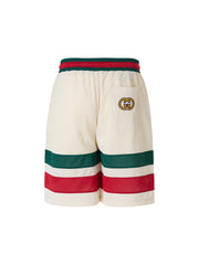 Pantalones cortos de poliéster con logotipo de Gucci en color crema