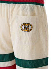 Pantalones cortos de poliéster con logotipo de Gucci en color crema