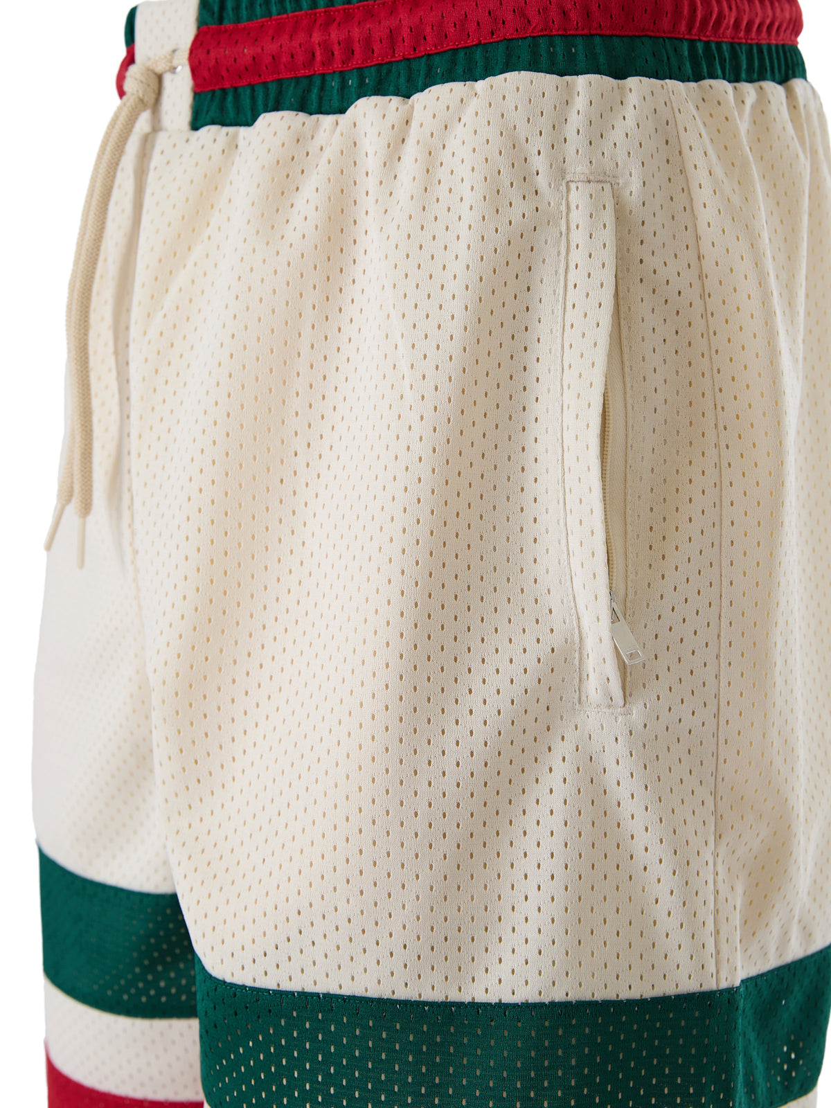 Pantalones cortos de poliéster con logotipo de Gucci en color crema