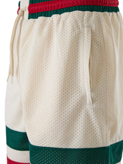 Pantalones cortos de poliéster con logotipo de Gucci en color crema