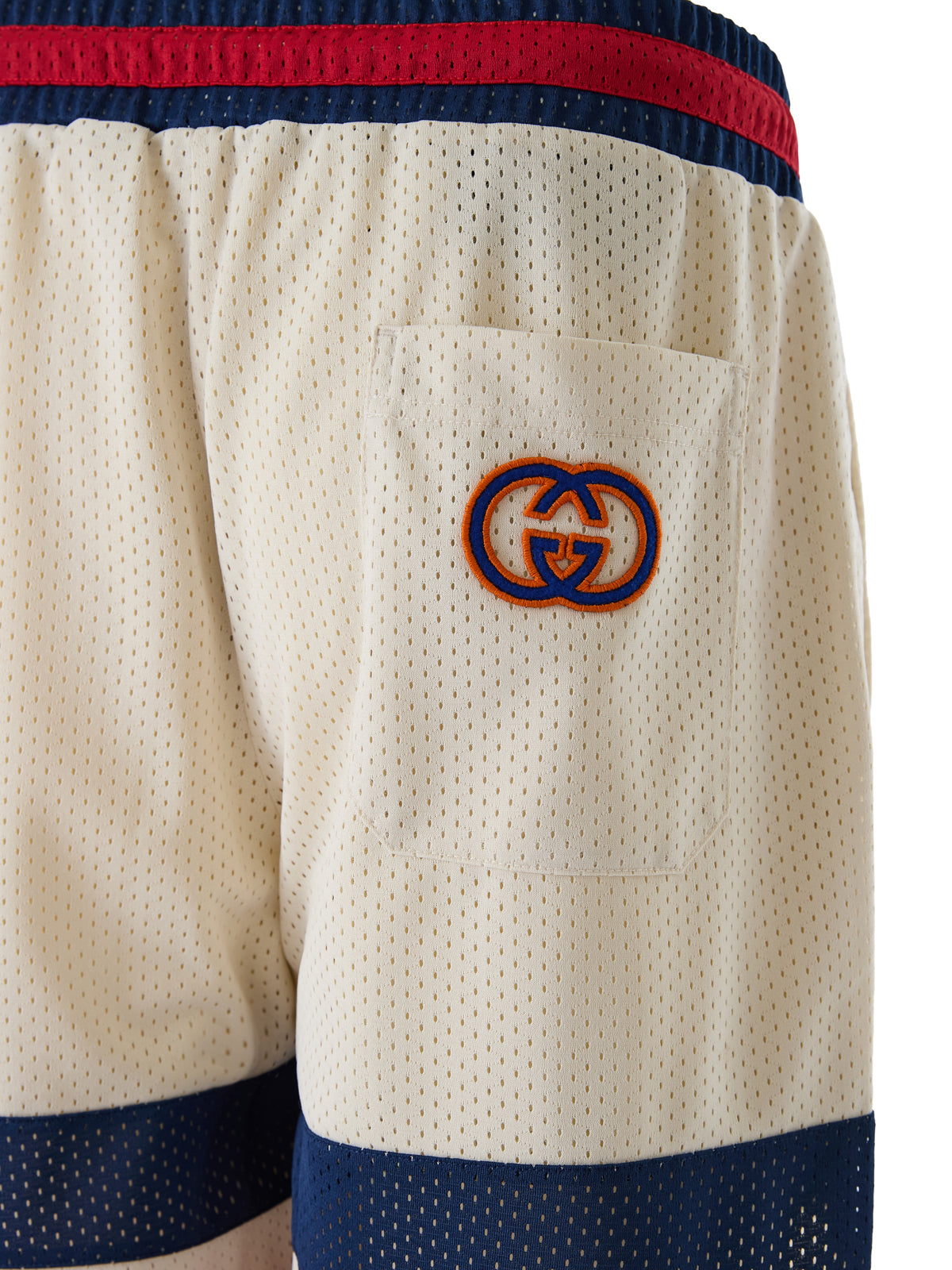 Pantalones cortos de poliéster con logotipo de Gucci en color crema