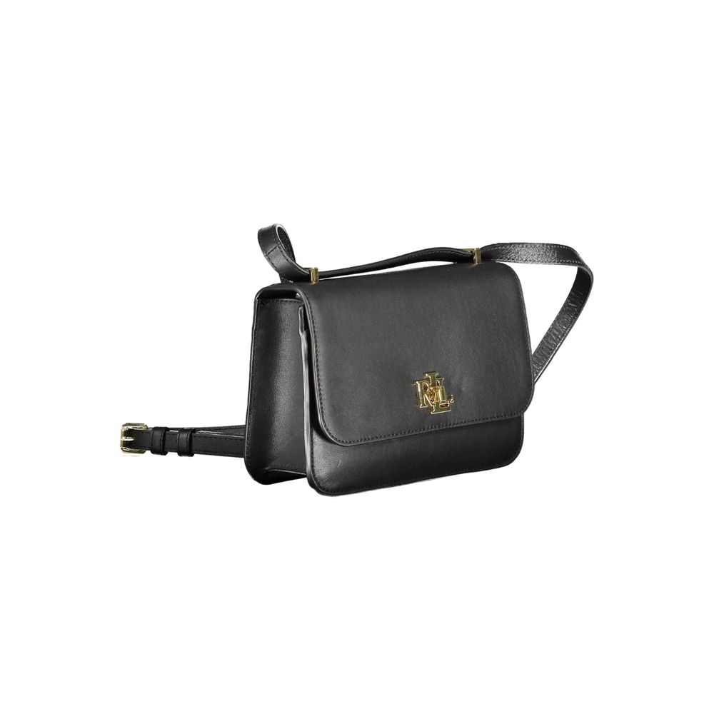 Bolso de mano de cuero negro Ralph Lauren