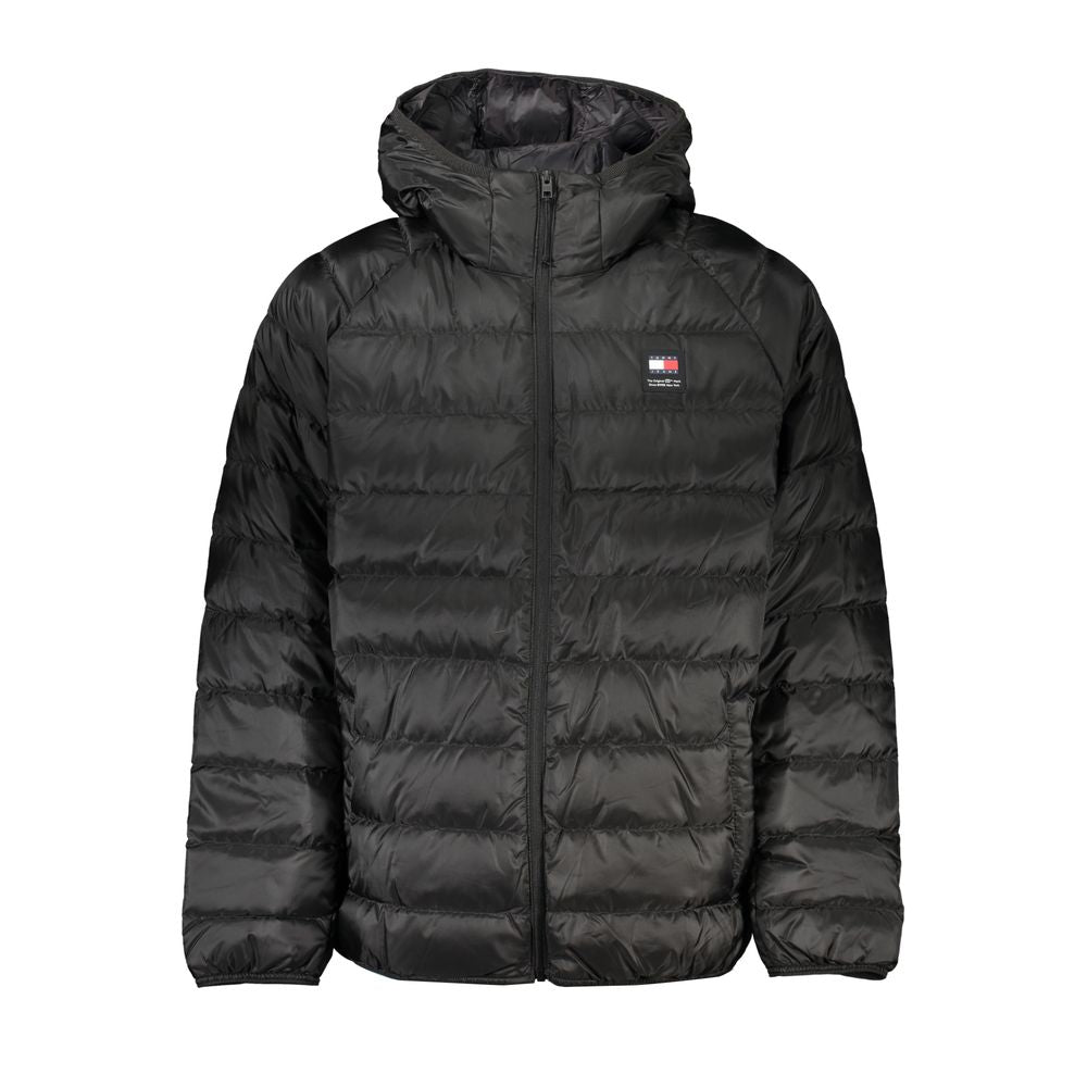Chaqueta con capucha negra elegante de Tommy Hilfiger