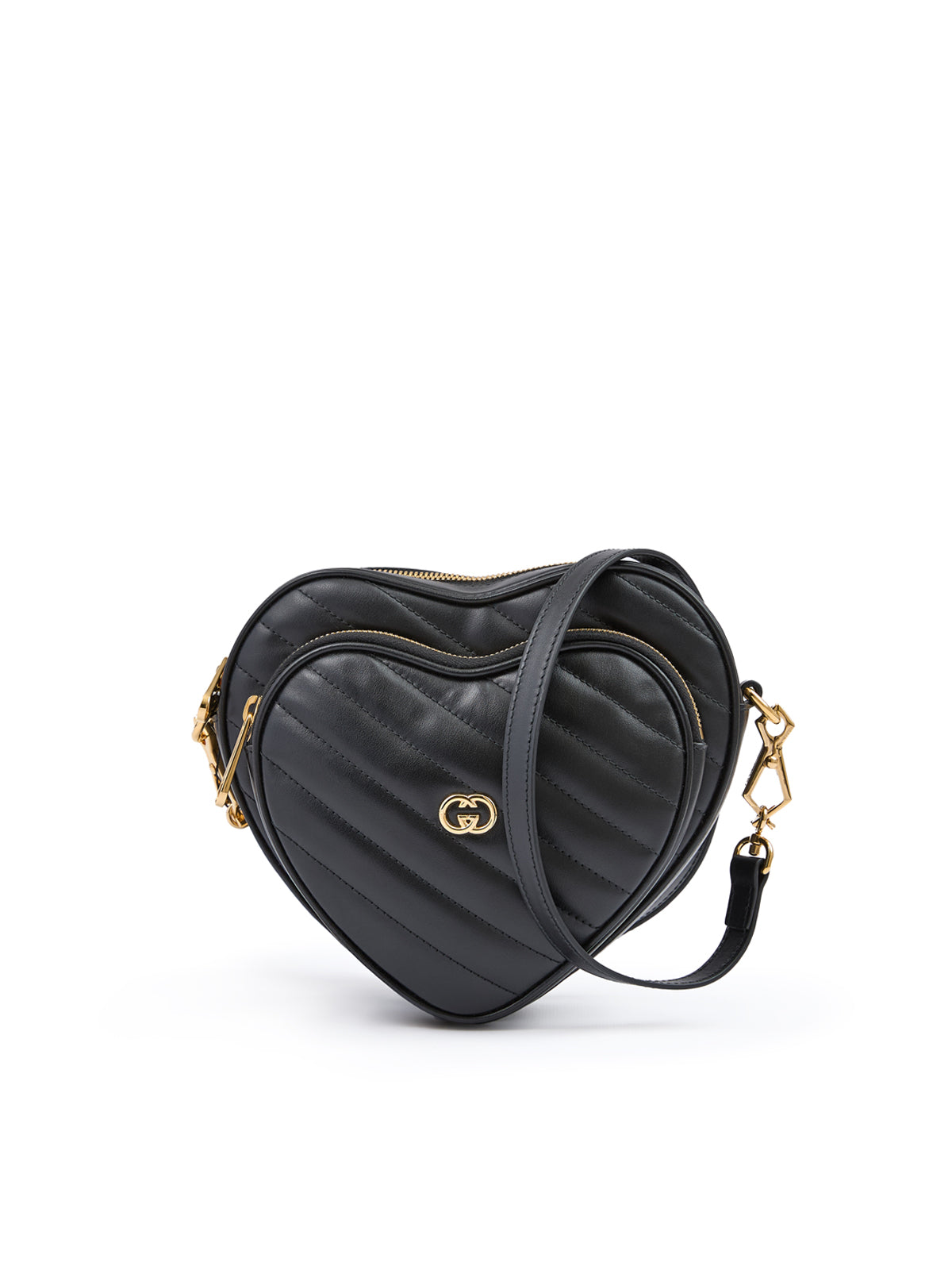 Bolso bandolera mini con forma de corazón de piel negra de Gucci