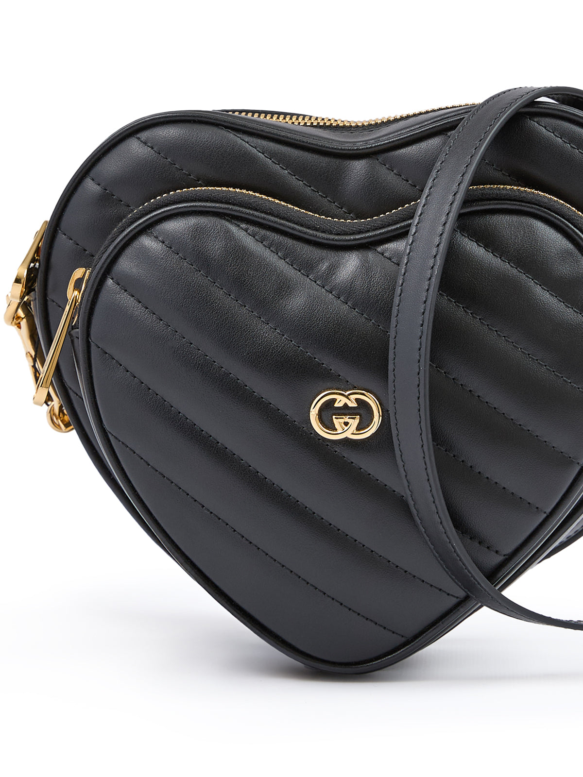 Bolso bandolera mini con forma de corazón de piel negra de Gucci