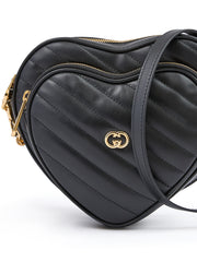 Bolso bandolera mini con forma de corazón de piel negra de Gucci