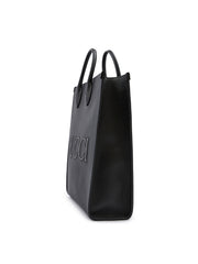 Bolso tote mediano de cuero negro con logotipo de Gucci