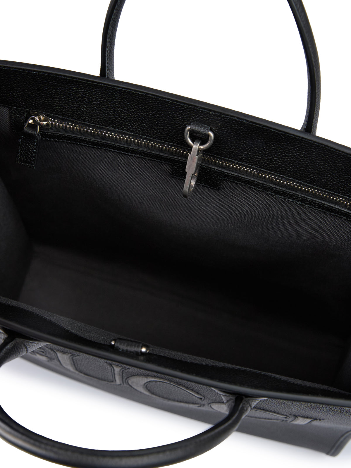 Bolso tote mediano de cuero negro con logotipo de Gucci
