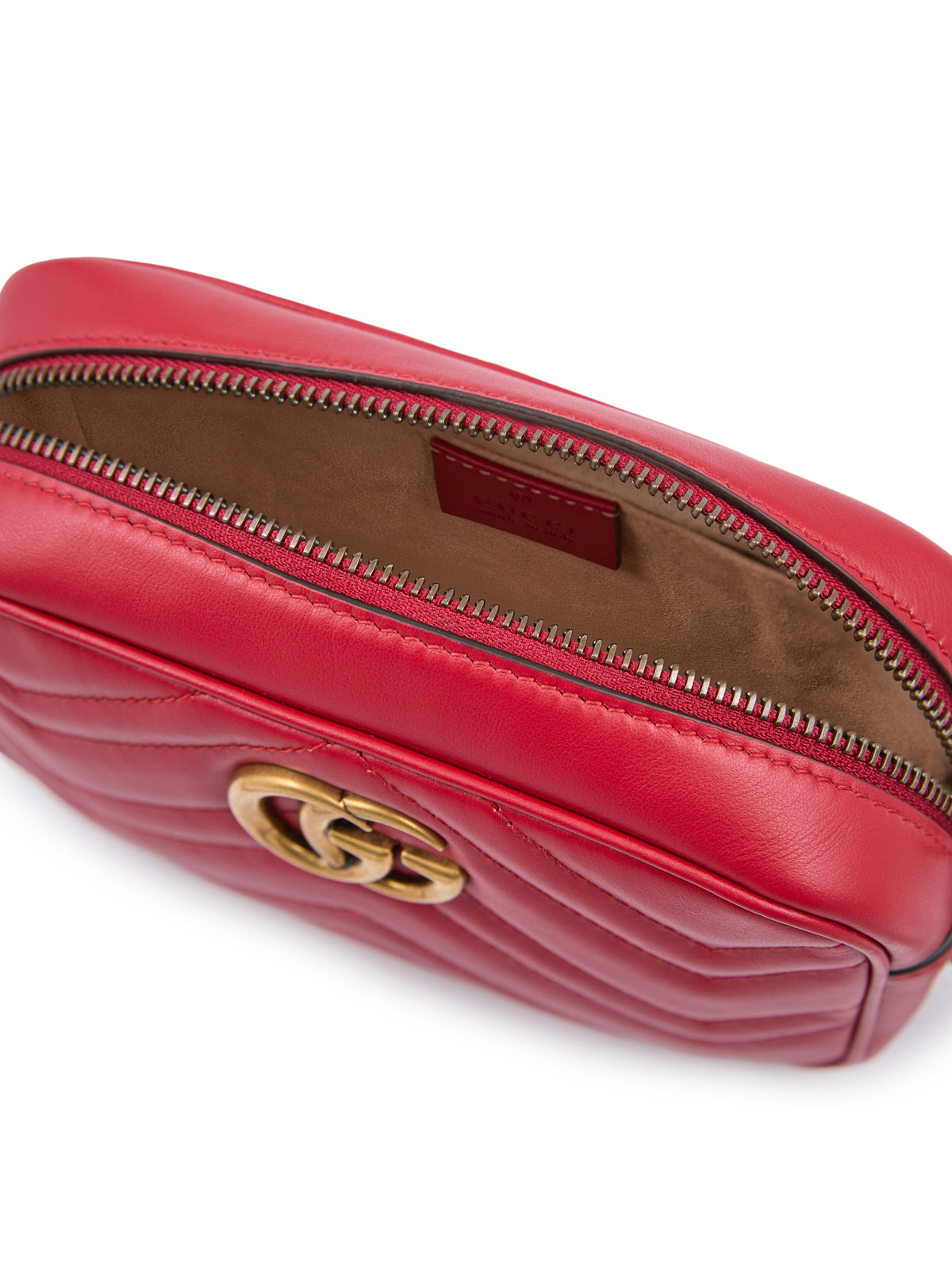 Bolso de cámara GG Marmont de piel roja de Gucci