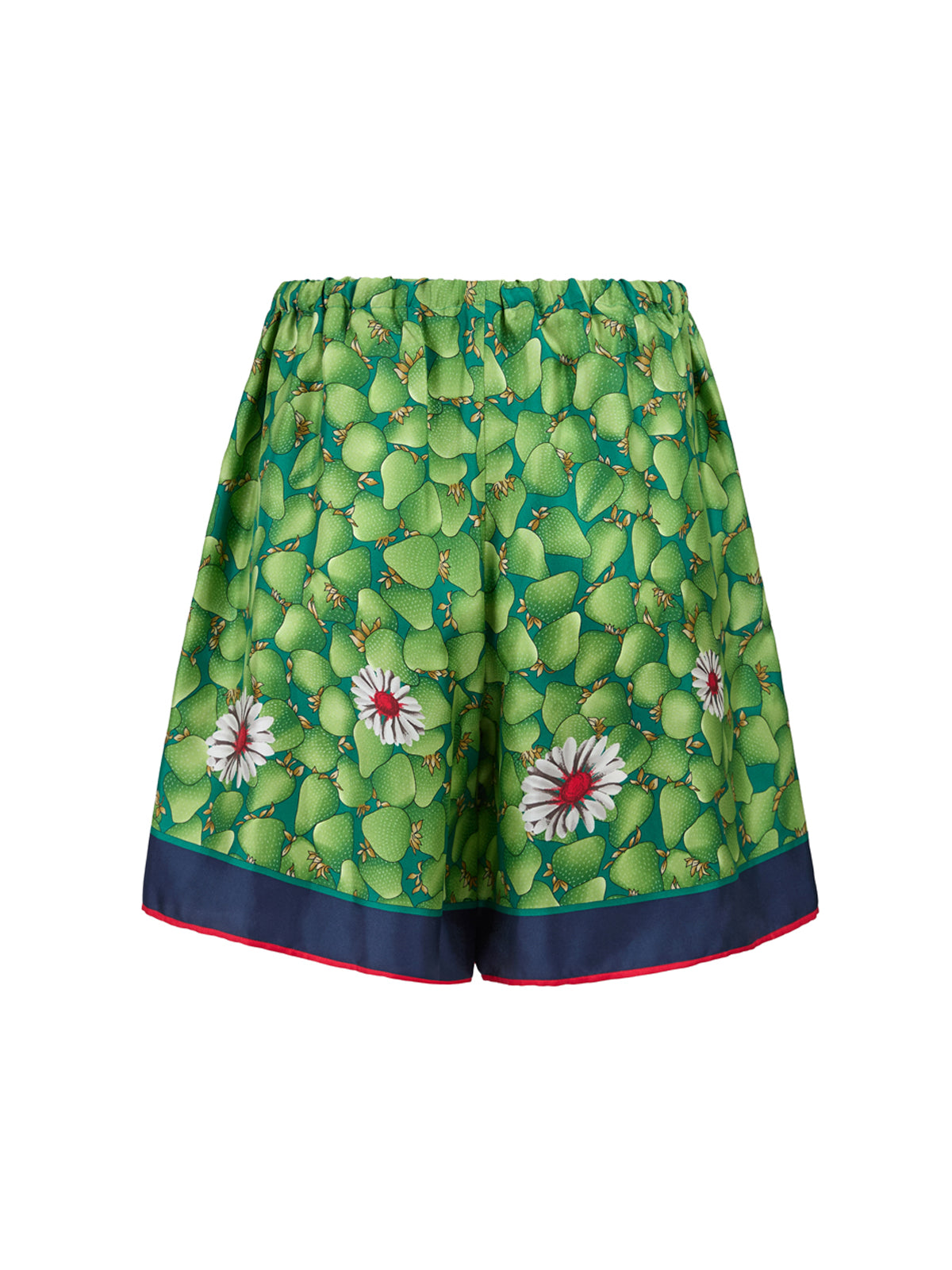 Pantalones cortos de seda con estampado de flores verdes de Gucci