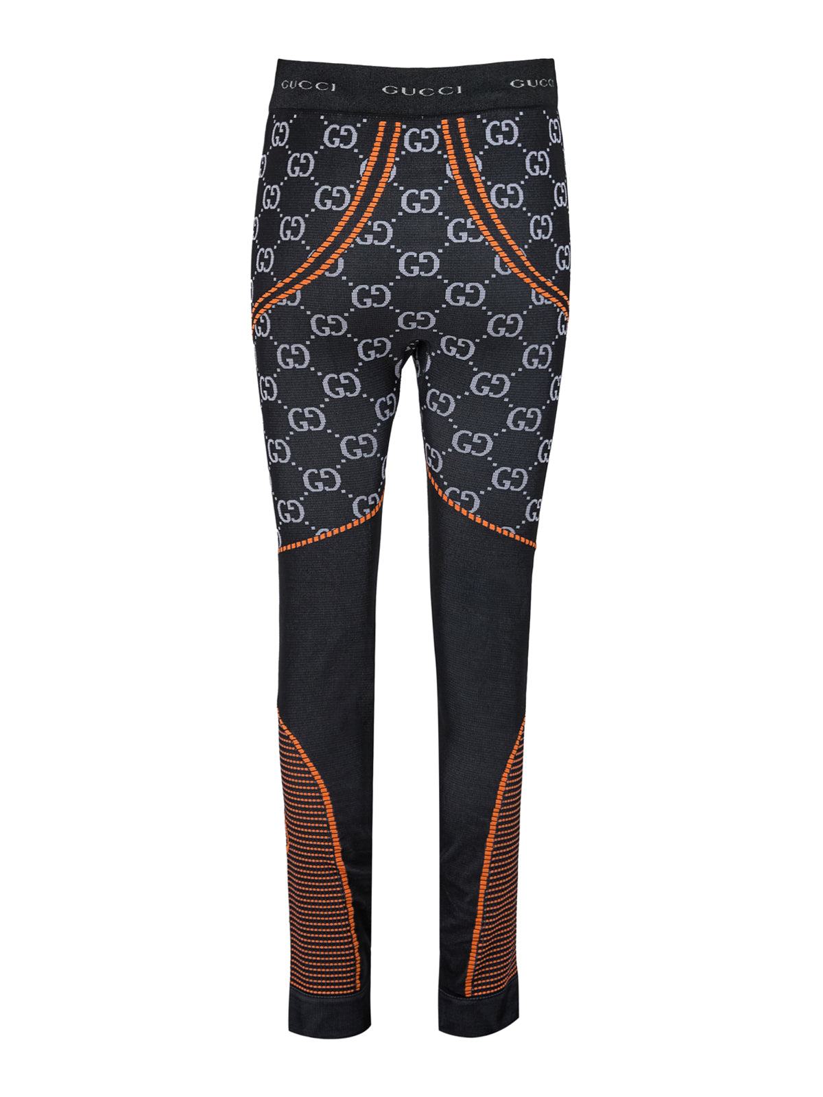 Pantalones leggings con logo integral de poliamida negra Gucci