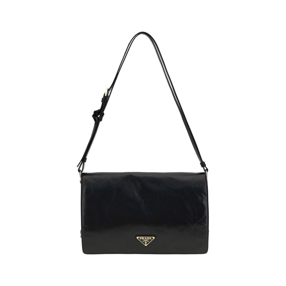 Bolso de hombro de piel arrugada de Prada
