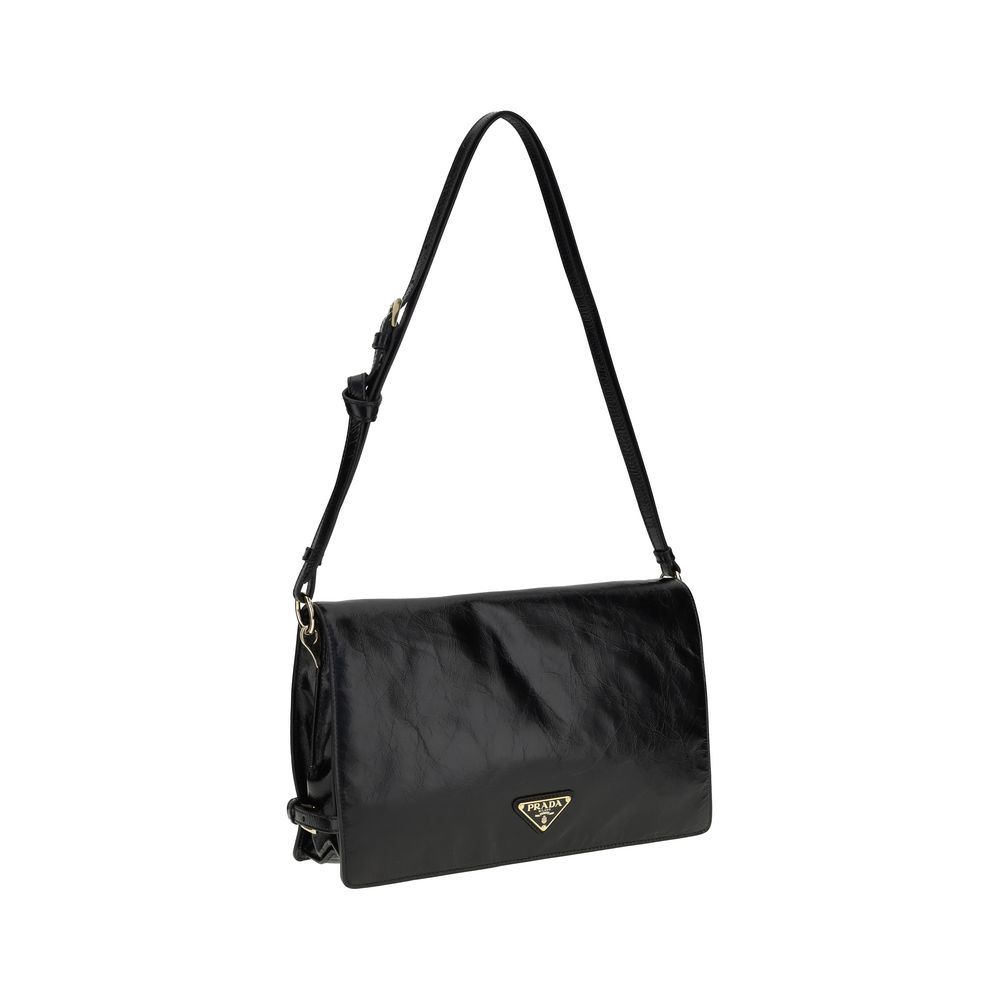Bolso de hombro de piel arrugada de Prada
