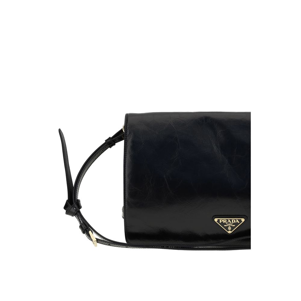 Bolso de hombro de piel arrugada de Prada