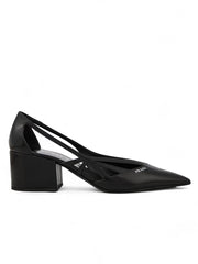 Zapatos de tacón Prada de piel negra con aberturas, talla 55