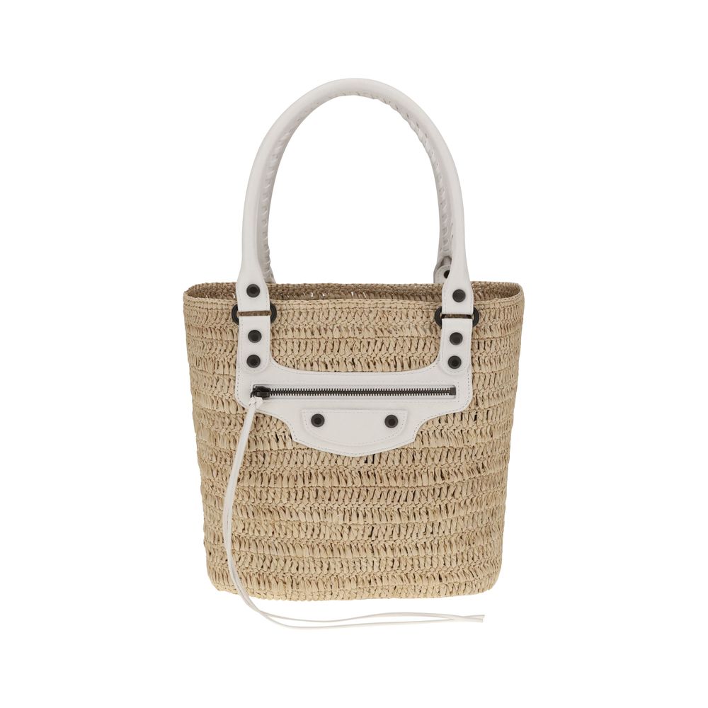Bolso de hombro pequeño de paja Le City de Balenciaga