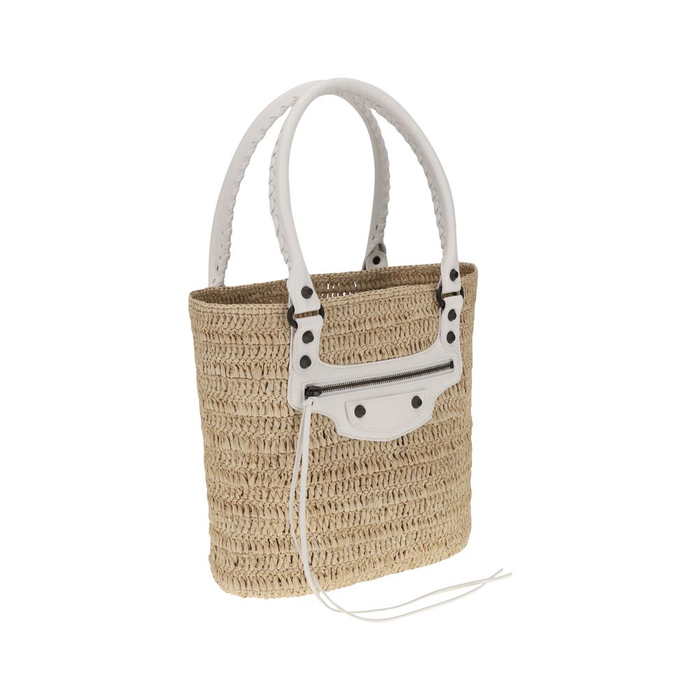 Bolso de hombro pequeño de paja Le City de Balenciaga