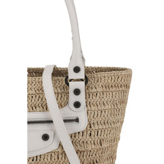 Bolso de hombro pequeño de paja Le City de Balenciaga