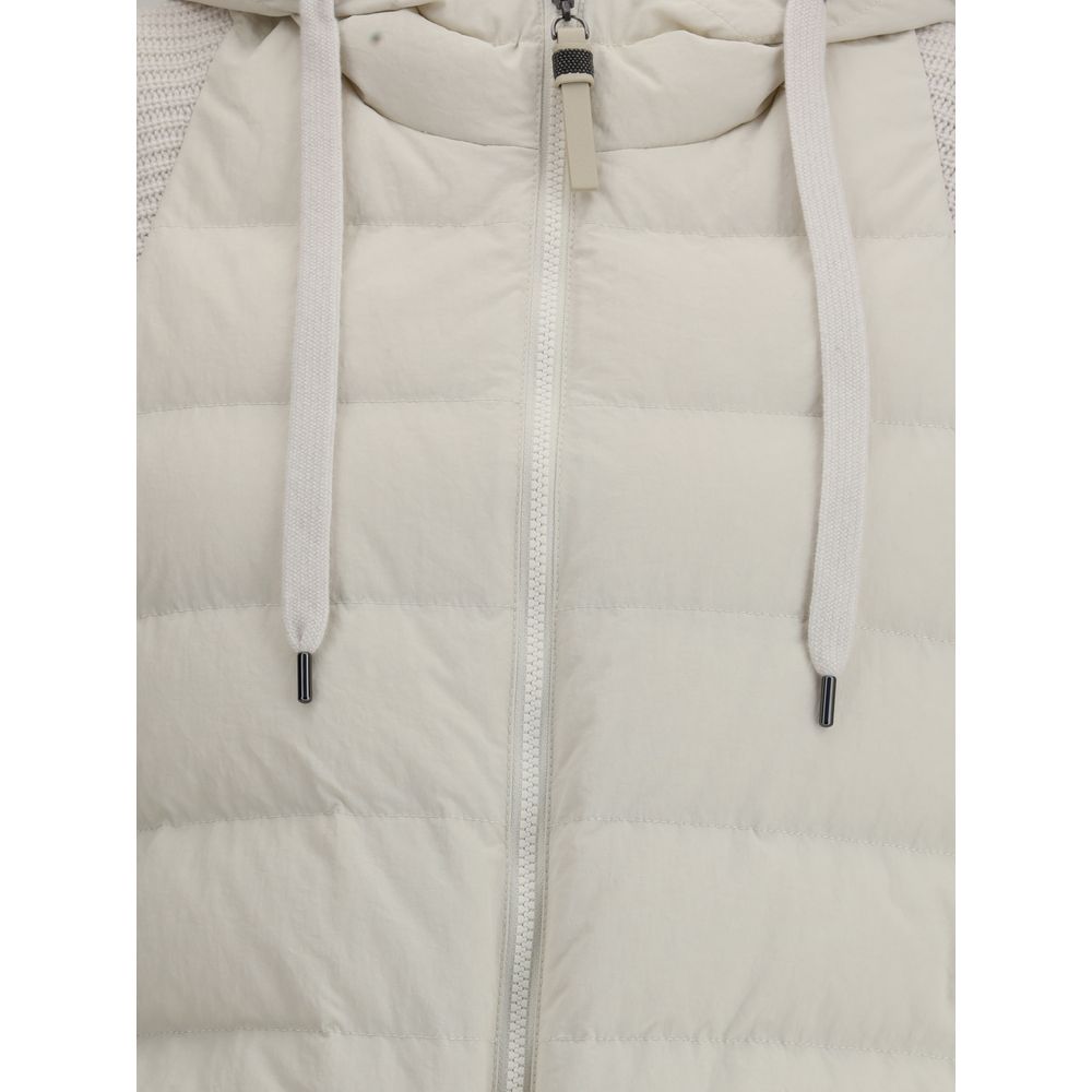 Chaqueta de plumón con mangas de lana Brunello Cucinelli
