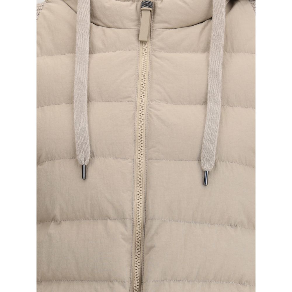 Chaqueta de plumón con mangas de lana Brunello Cucinelli