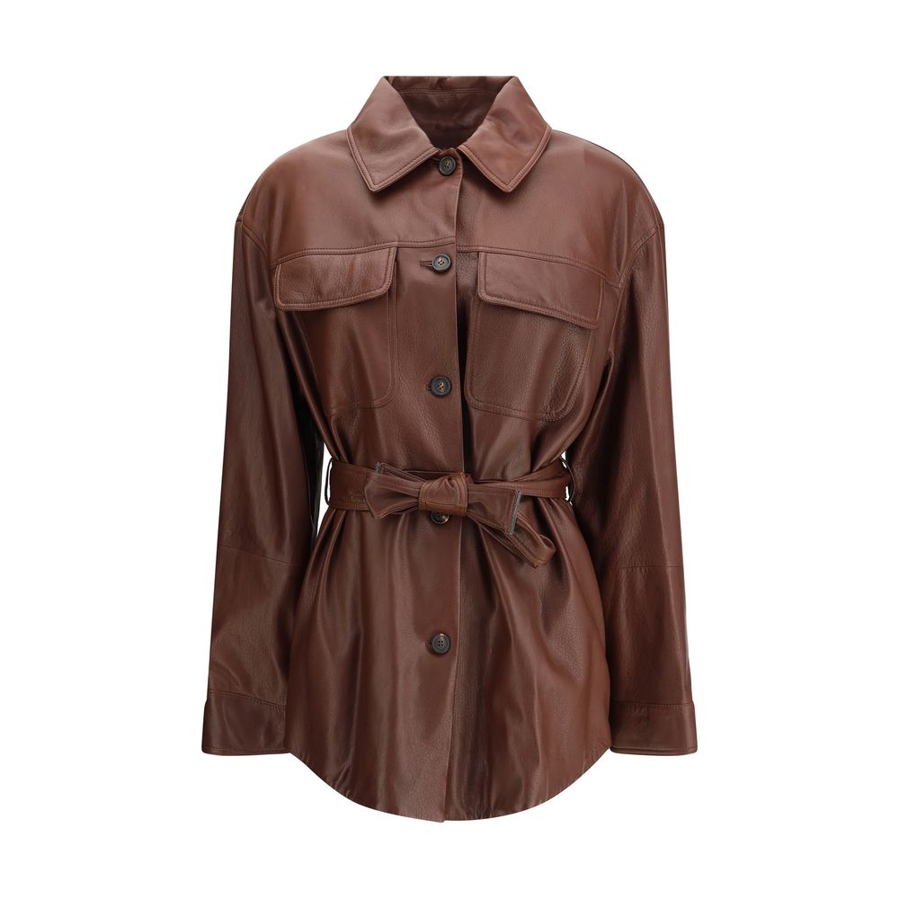 Brunello Cucinelli Chaqueta sahariana de cuero