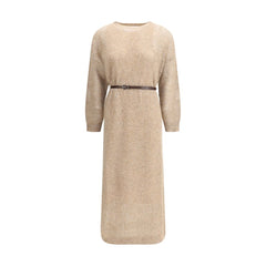 Vestido largo perforado Brunello Cucinelli