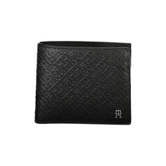 Cartera elegante de cuero negro con múltiples compartimentos de Tommy Hilfiger
