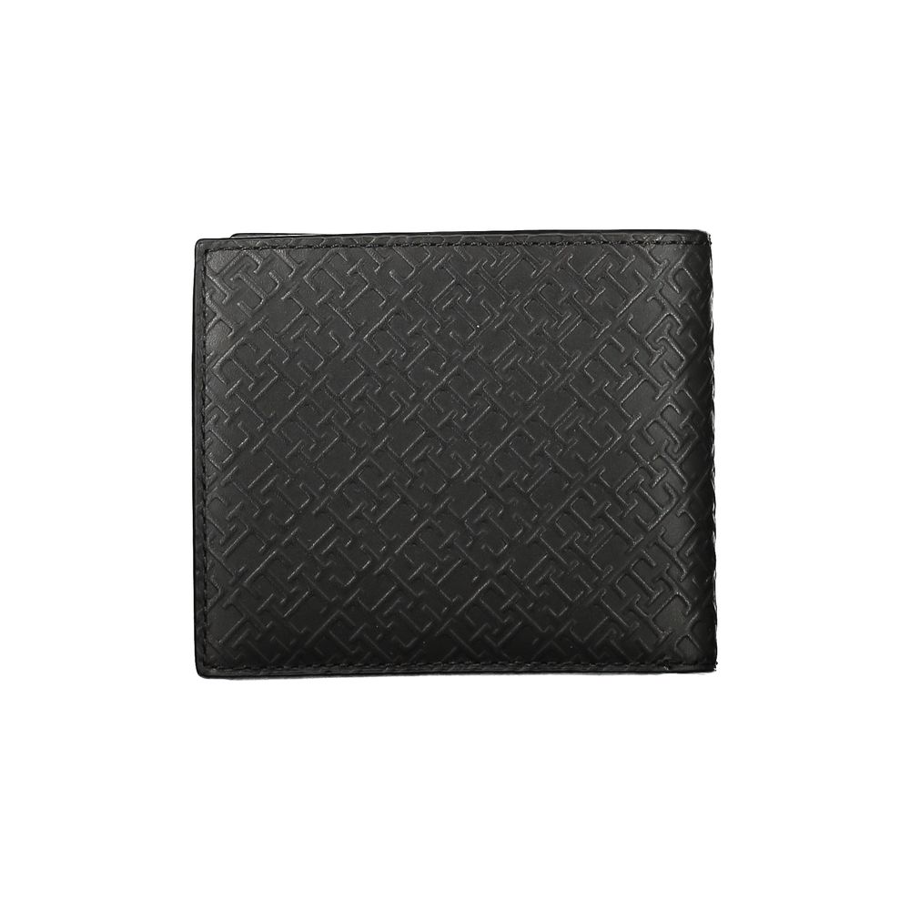 Cartera elegante de cuero negro con múltiples compartimentos de Tommy Hilfiger