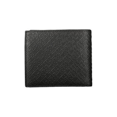 Cartera elegante de cuero negro con múltiples compartimentos de Tommy Hilfiger