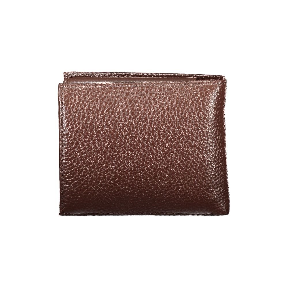 Cartera plegable elegante de cuero marrón de Tommy Hilfiger