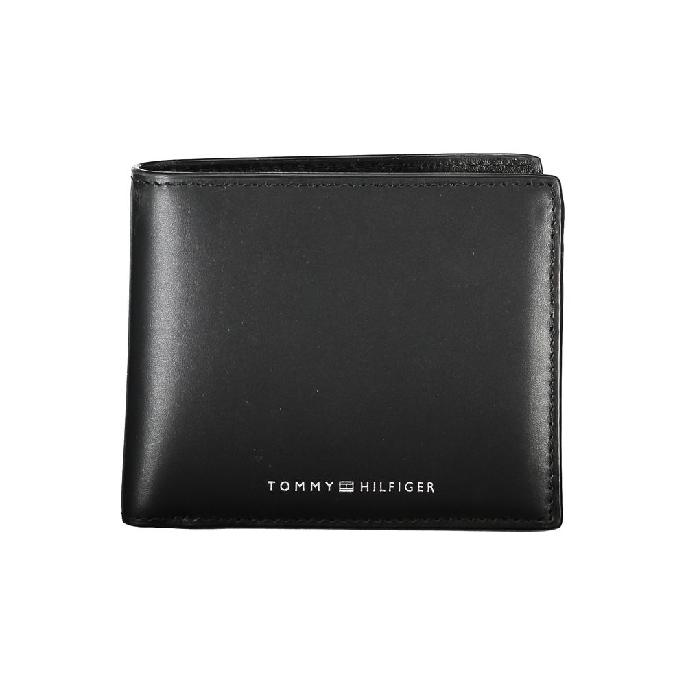 Cartera elegante de cuero negro de Tommy Hilfiger para el hombre moderno