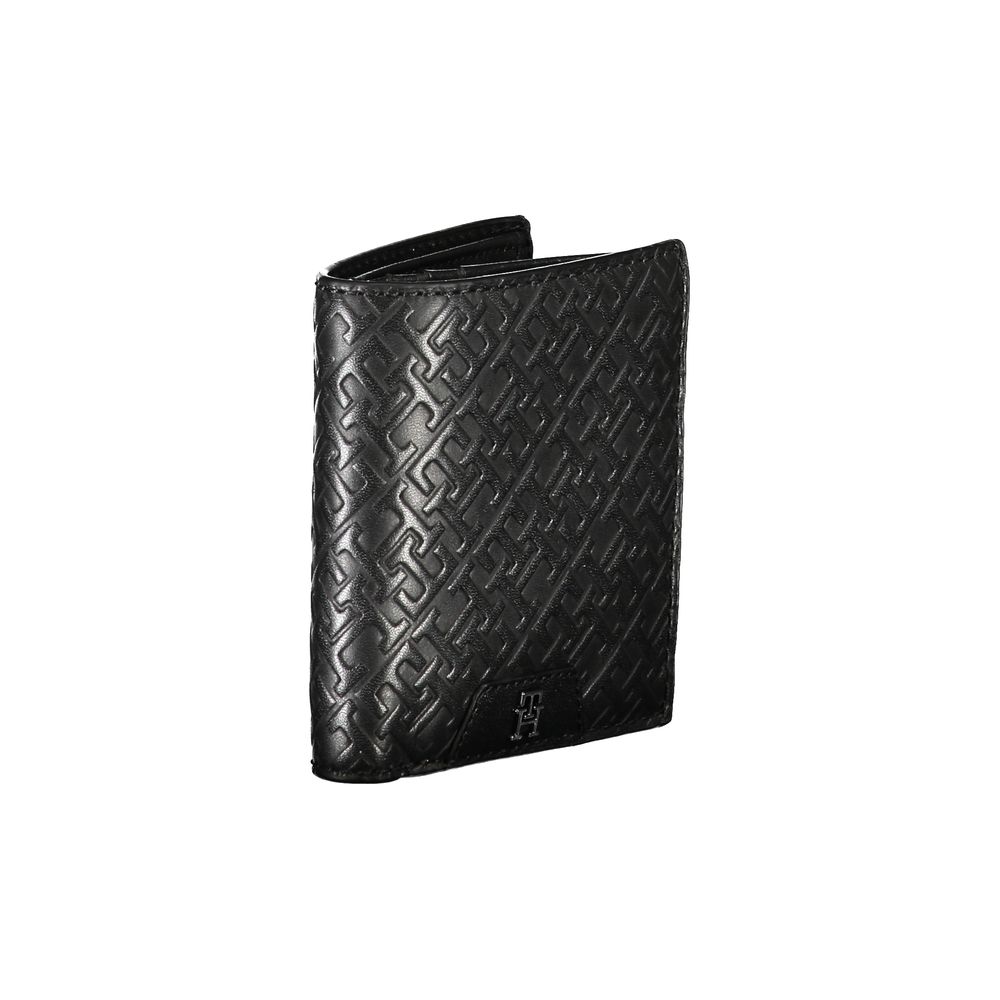 Cartera elegante de cuero negro con dos compartimentos de Tommy Hilfiger