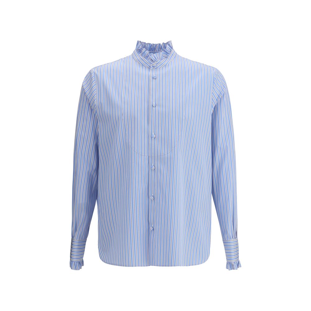 Camisa de rayas con plastrón y volantes de Valentino