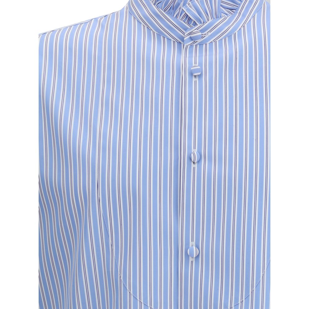 Camisa de rayas con plastrón y volantes de Valentino