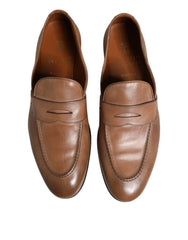 Zapatos de vestir formales tipo mocasín de cuero marrón Brunello Cucinelli