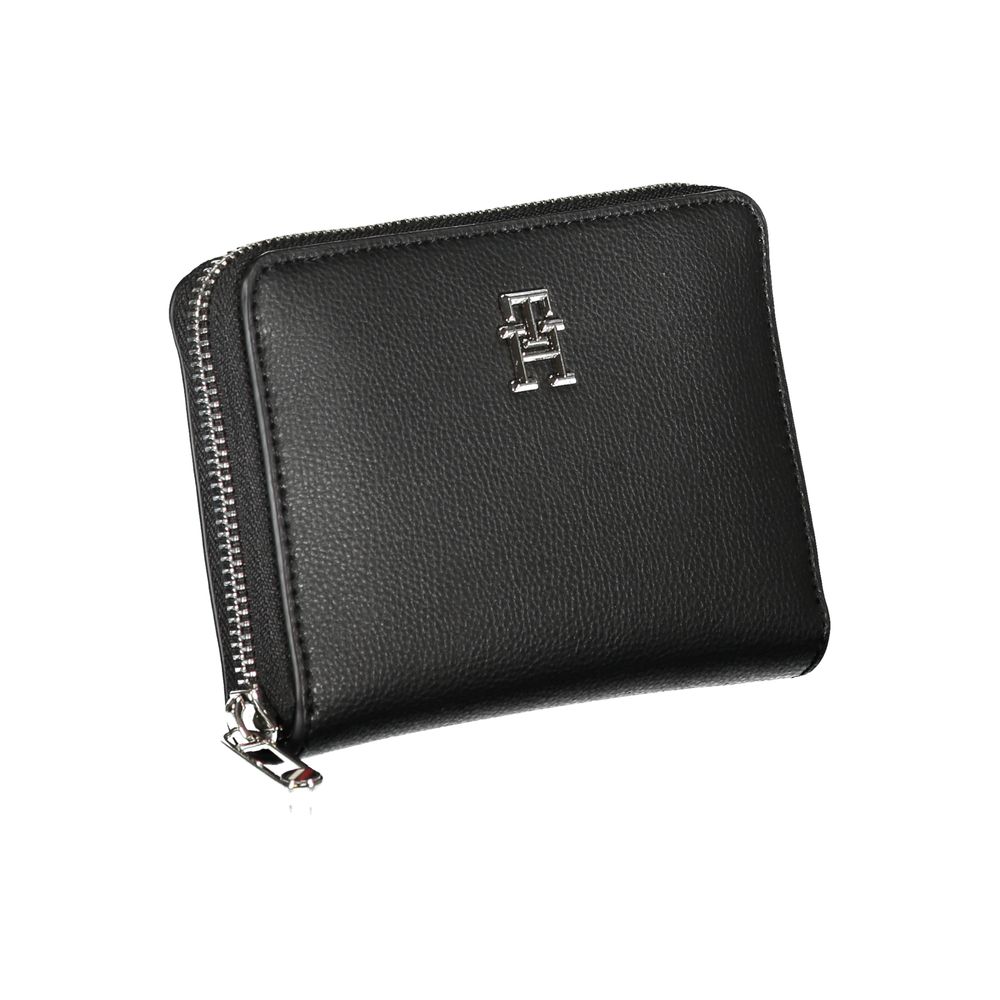 Cartera elegante negra con cremallera y múltiples compartimentos de Tommy Hilfiger
