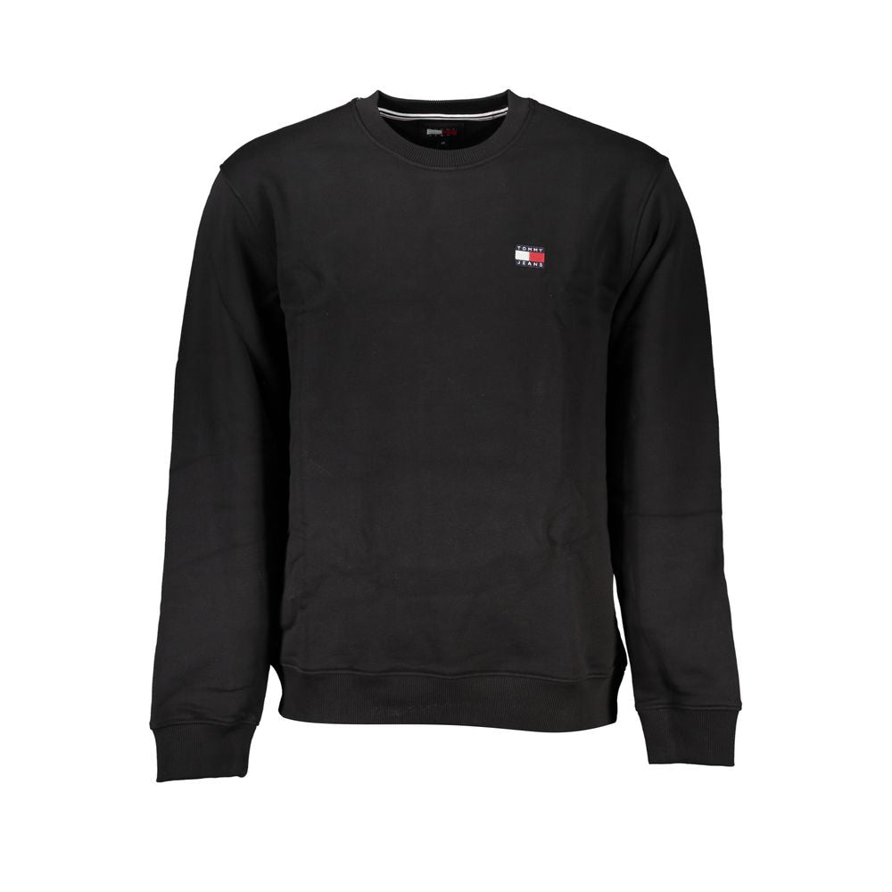 Sudadera elegante de algodón negro con cuello redondo de Tommy Hilfiger