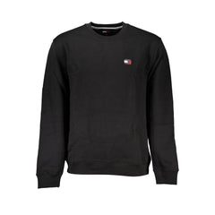 Sudadera elegante de algodón negro con cuello redondo de Tommy Hilfiger