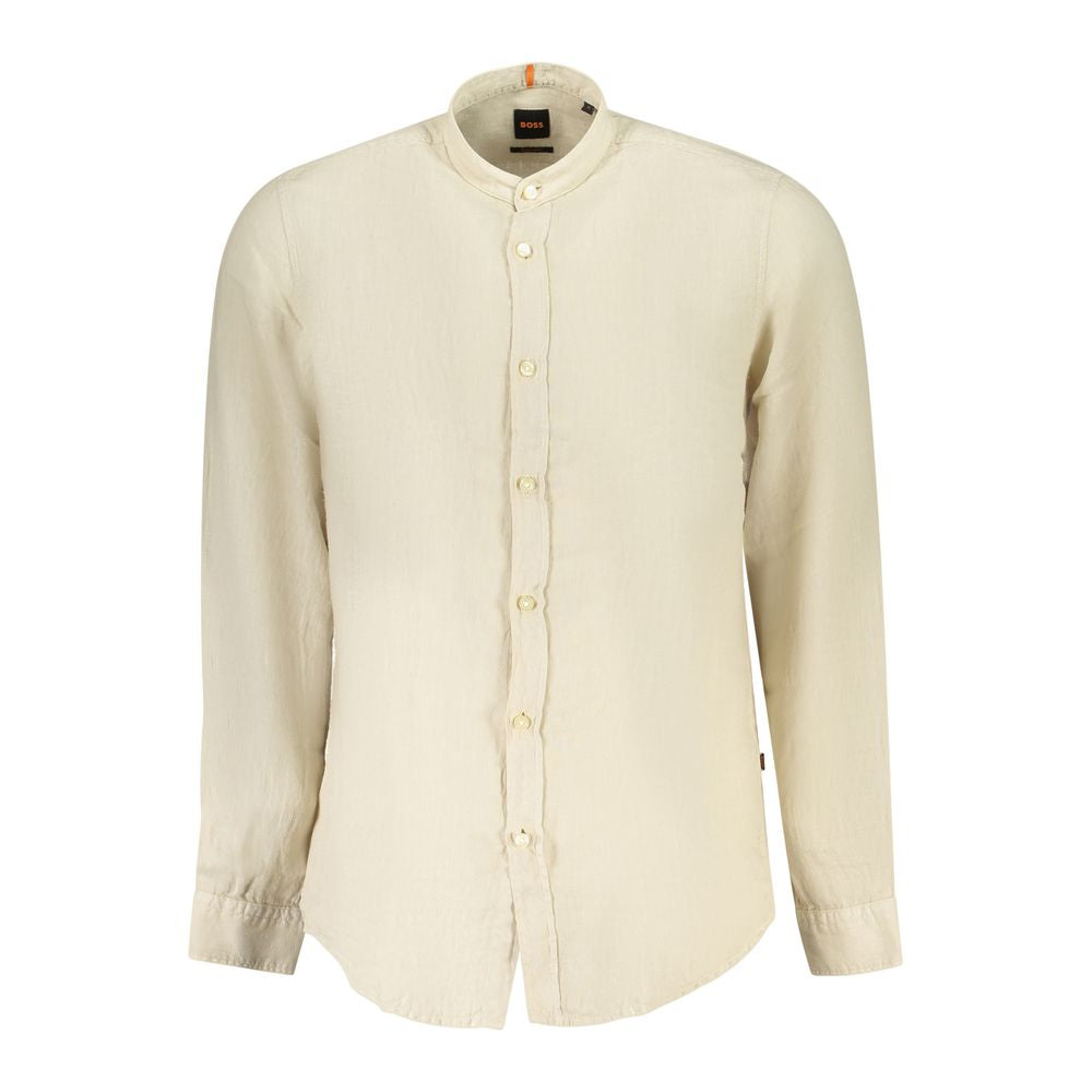 Camisa de lino beige Hugo Boss para hombre