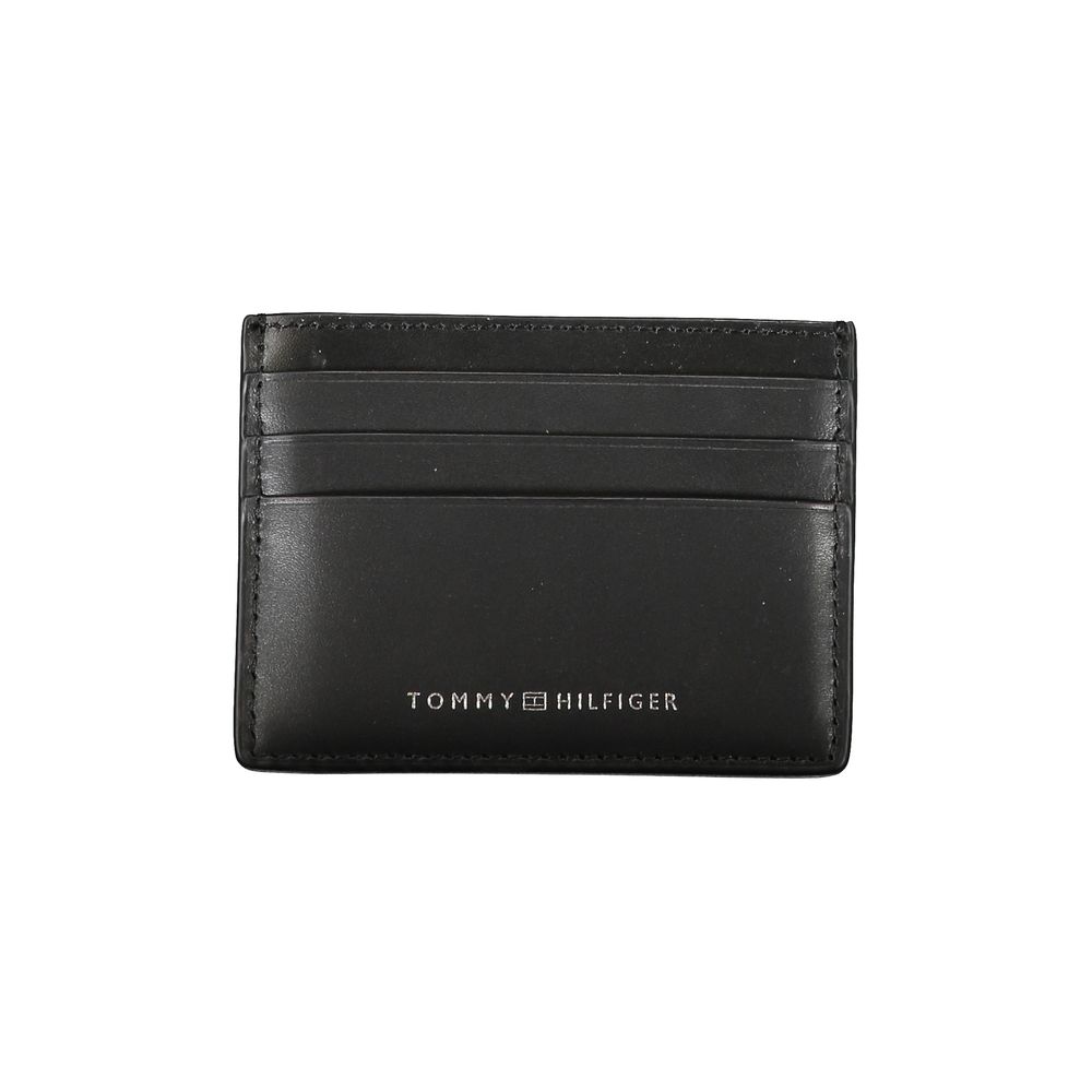 Tarjetero Tommy Hilfiger Chic de piel negra con detalles en contraste