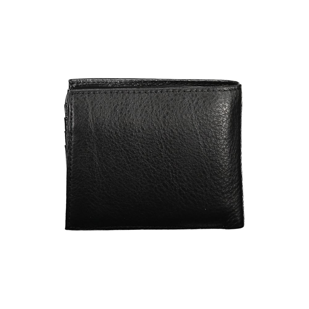 Elegante cartera de cuero negro de Tommy Hilfiger con amplio espacio de almacenamiento