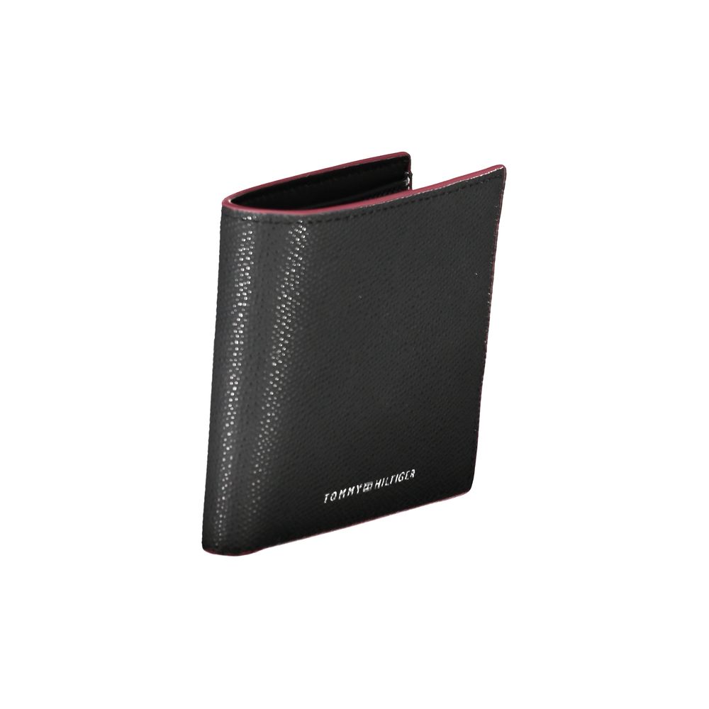Cartera elegante de cuero negro de Tommy Hilfiger