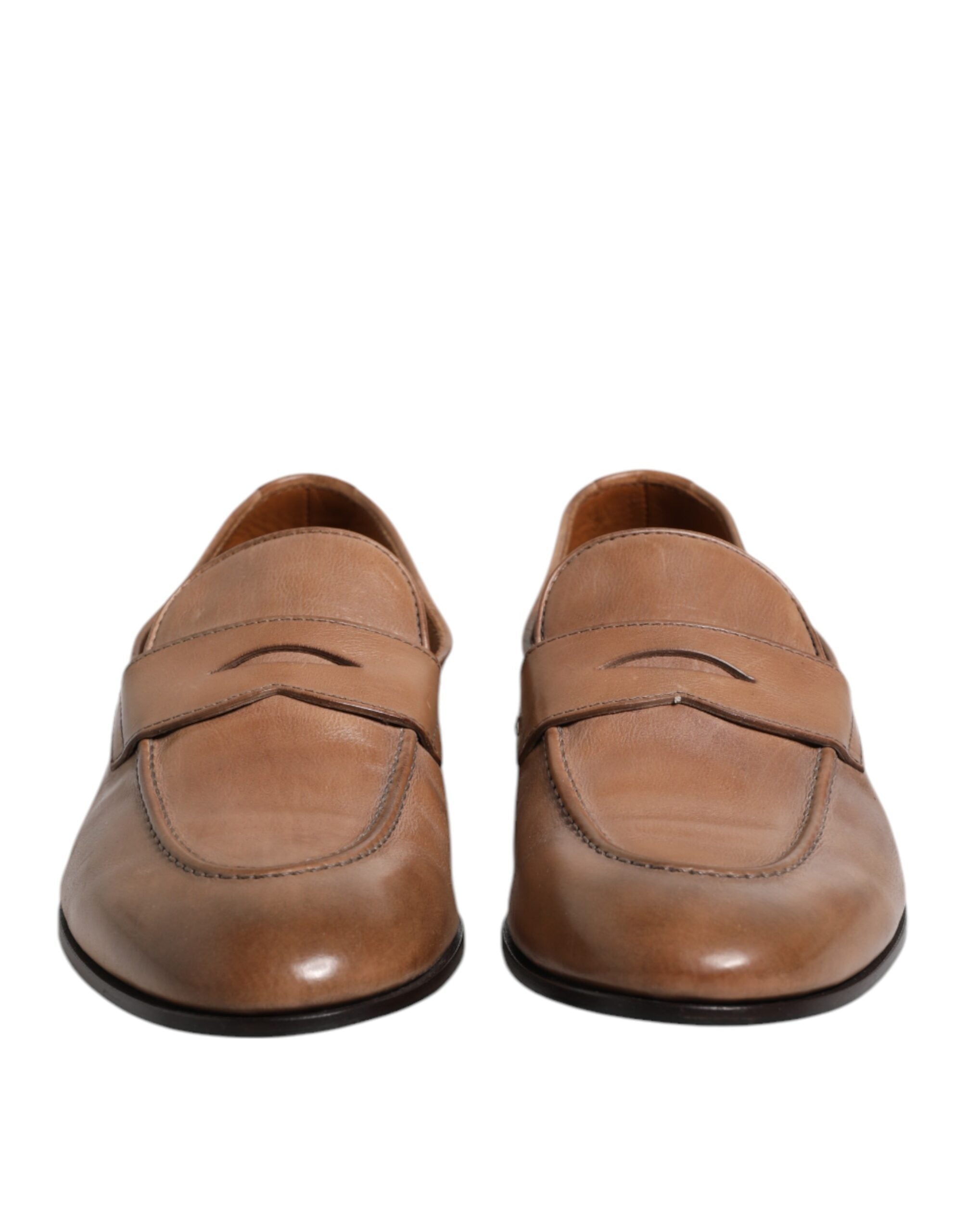 Zapatos de vestir formales tipo mocasín de cuero marrón Brunello Cucinelli