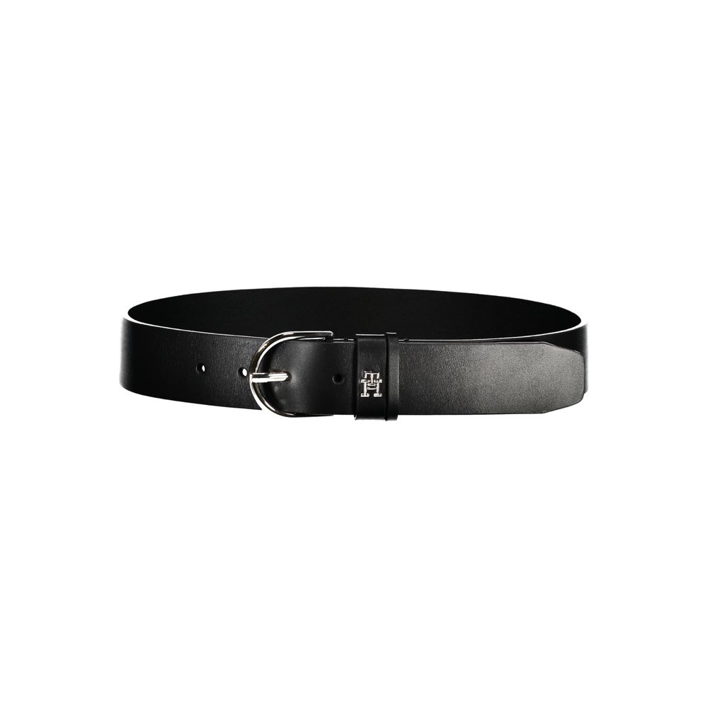 Cinturón Tommy Hilfiger Chic de cuero negro con hebilla de metal