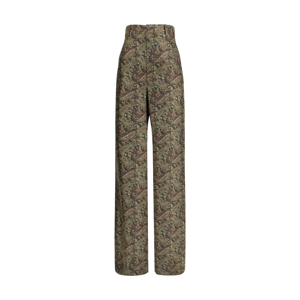 Pantalones de seda con estampado paisley de Saint Laurent