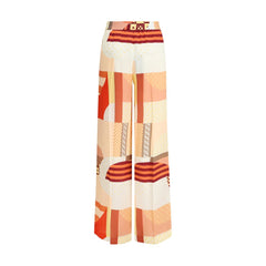 Pantalones de crepé de seda con estampado patchwork de Fendi
