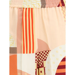 Pantalones de crepé de seda con estampado patchwork de Fendi