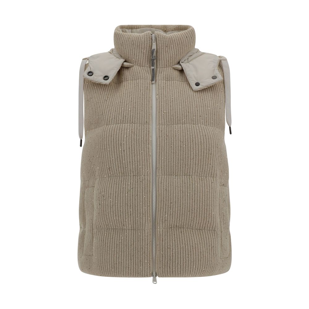Brunello Cucinelli Chaleco De Plumas Con Capucha