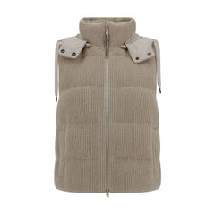 Brunello Cucinelli Chaleco De Plumas Con Capucha