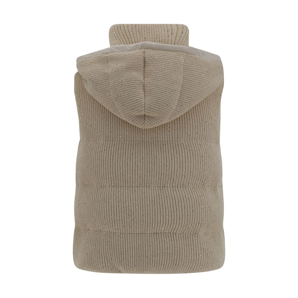 Brunello Cucinelli Chaleco De Plumas Con Capucha